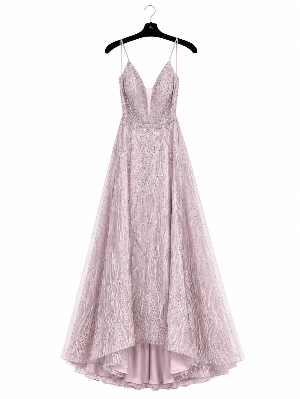 Catwalk 50144 Dusty Pink Elegant V-Neck Lace A-Line Evening Dress